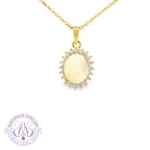 Sterling Silver Gold Plated 10x8mm White Opal cluster pendant