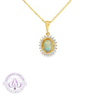 Gold Plate sterling silver cluster pendant Oval Opal 8x6mm
