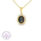 Gold Plated Silver bezel cluster 9x7mm Opal triplet pendant
