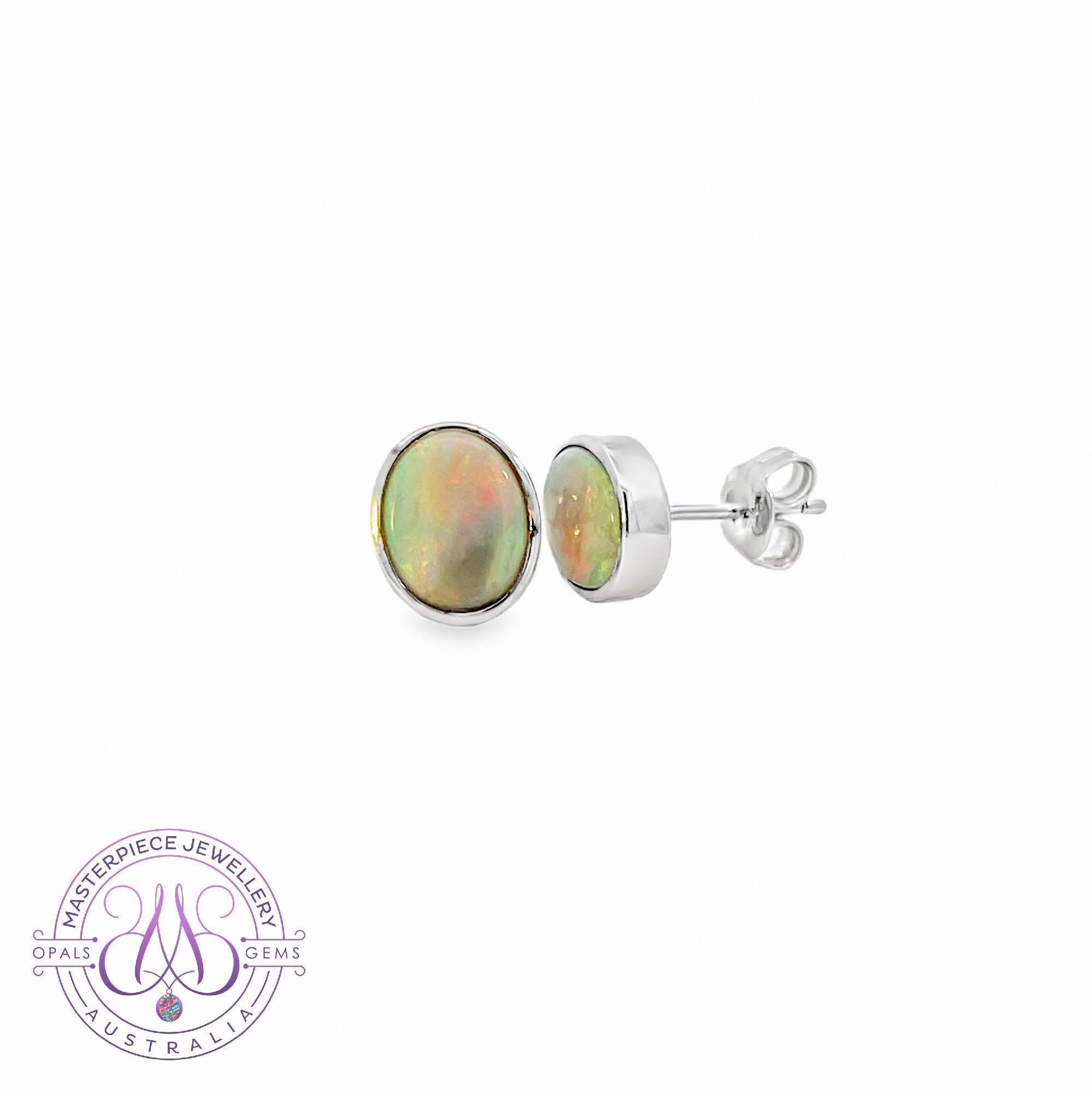 Sterling Silver Black Opal 2.54ct bezel studs