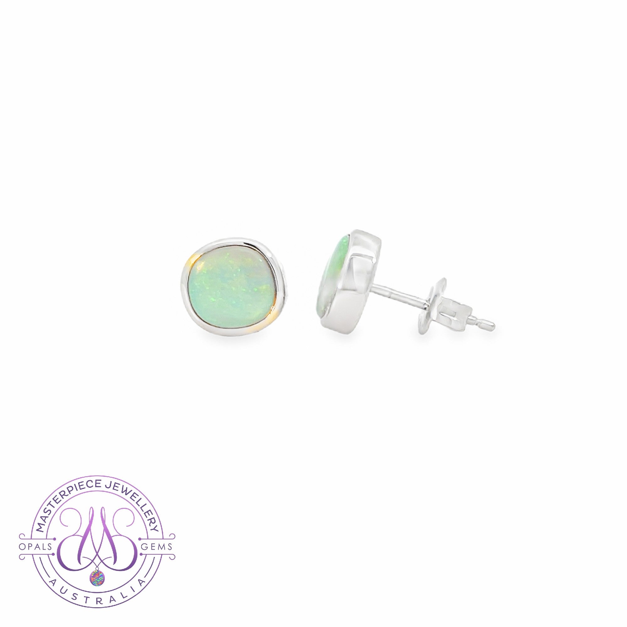 Sterling Silver Black Opal 1.95ct studs cushion shape