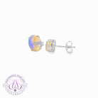 One pair of Sterling Silver claw set Black Opal 2.37ct stud earrings