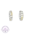 Sterling Silver Opal round huggie style earrings small