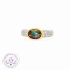 Gold Plated Sterling Silver 9x7mm Opal triplet horizontal set dress ring