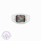 Sterling Silver 10x8mm Rectanglar cut Opal triplet ring