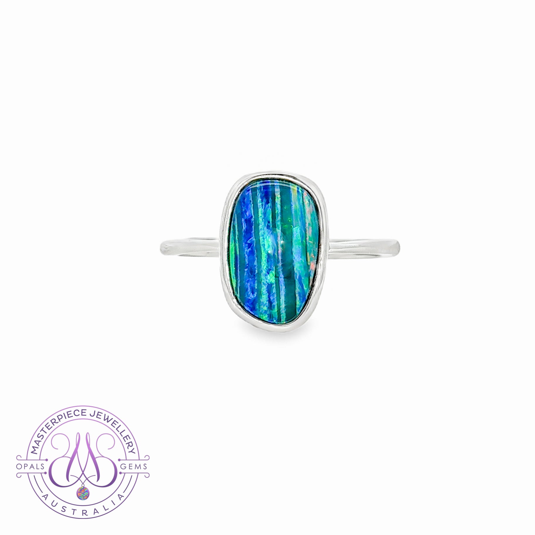Sterling Silver Solitaire Opal doublet 12x7mm ring