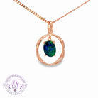 Rose Gold Plated Circle design dangling 8x6mm Opal triplet pendant