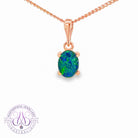 Rose gold plated silver classic 4 claw set 8x6mm Opal triplet pendant