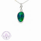 Sterling Silver freeform Green Blue Opal doublet pendant