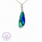Sterling Silver Long Drop striplet pattern Opal doublet pendant