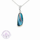 Sterling Silver Opal doublet stripe pattern light blue and red pendant