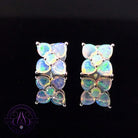 9kt White Gold floral Opal studs