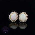 Gold Plated Silver cluster White Opal 10x8mm earrings