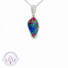 Sterling Silver Opal doublet 2.9ct Fire Red and Blue pendant