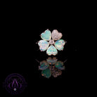 14kt White Gold Flower design ring Crystal Opal and Diamonds 