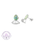 18kt White gold Black Opal 1.12ct and diamond designer earrings