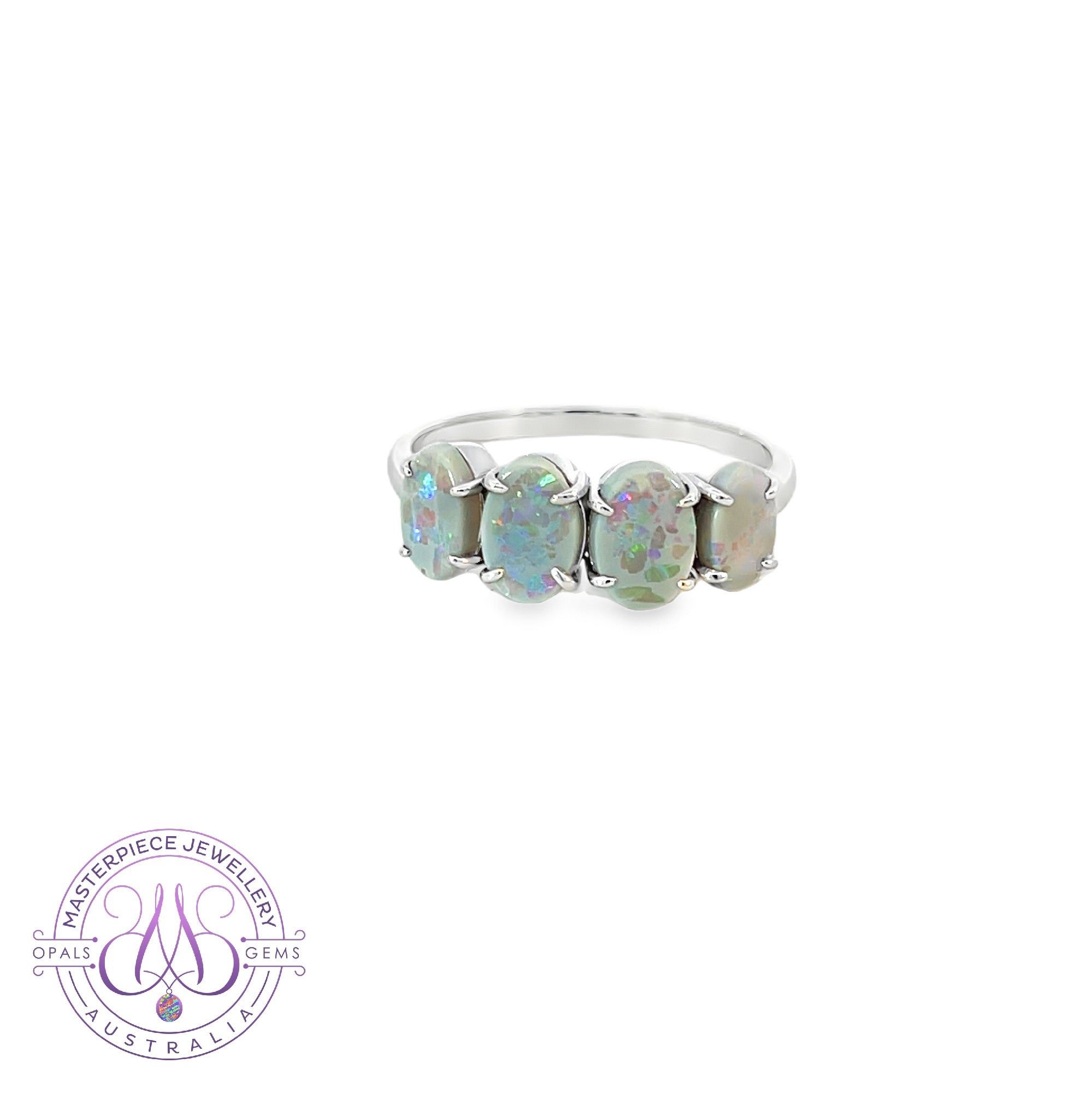 Sterling Silver eternity Black Opal 2.26ct ring