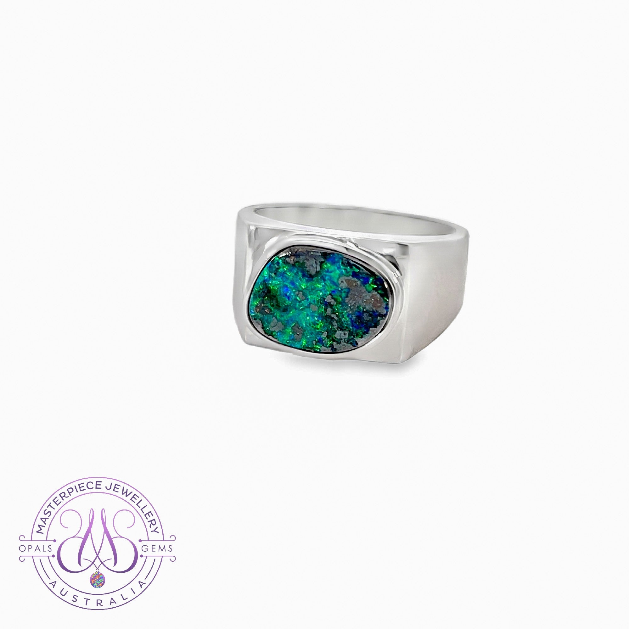 Sterling Silver Boulder Opal 5.2ct bezel set ring