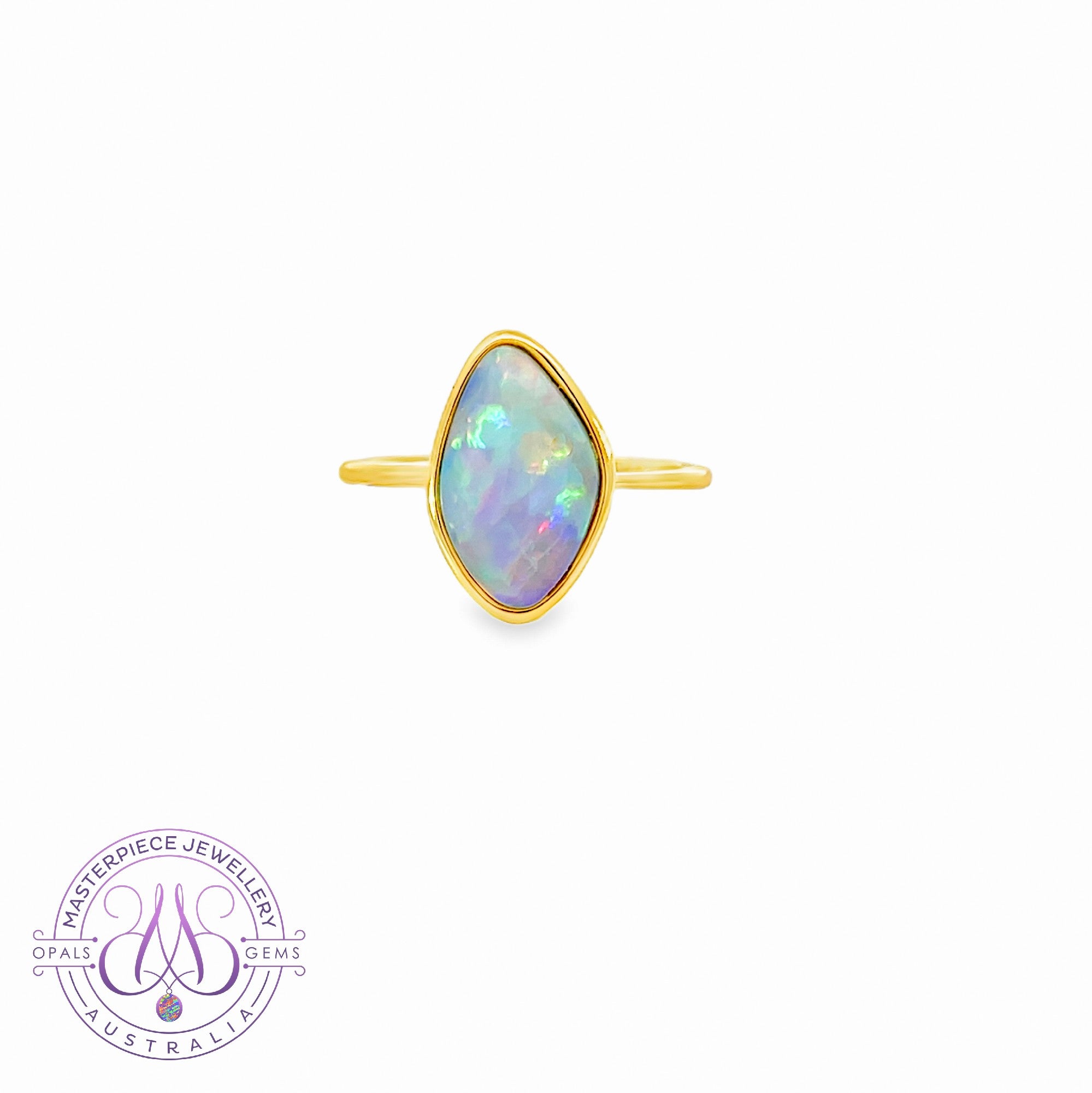Gold Plated Silver 16x11mm Opal doublet ring