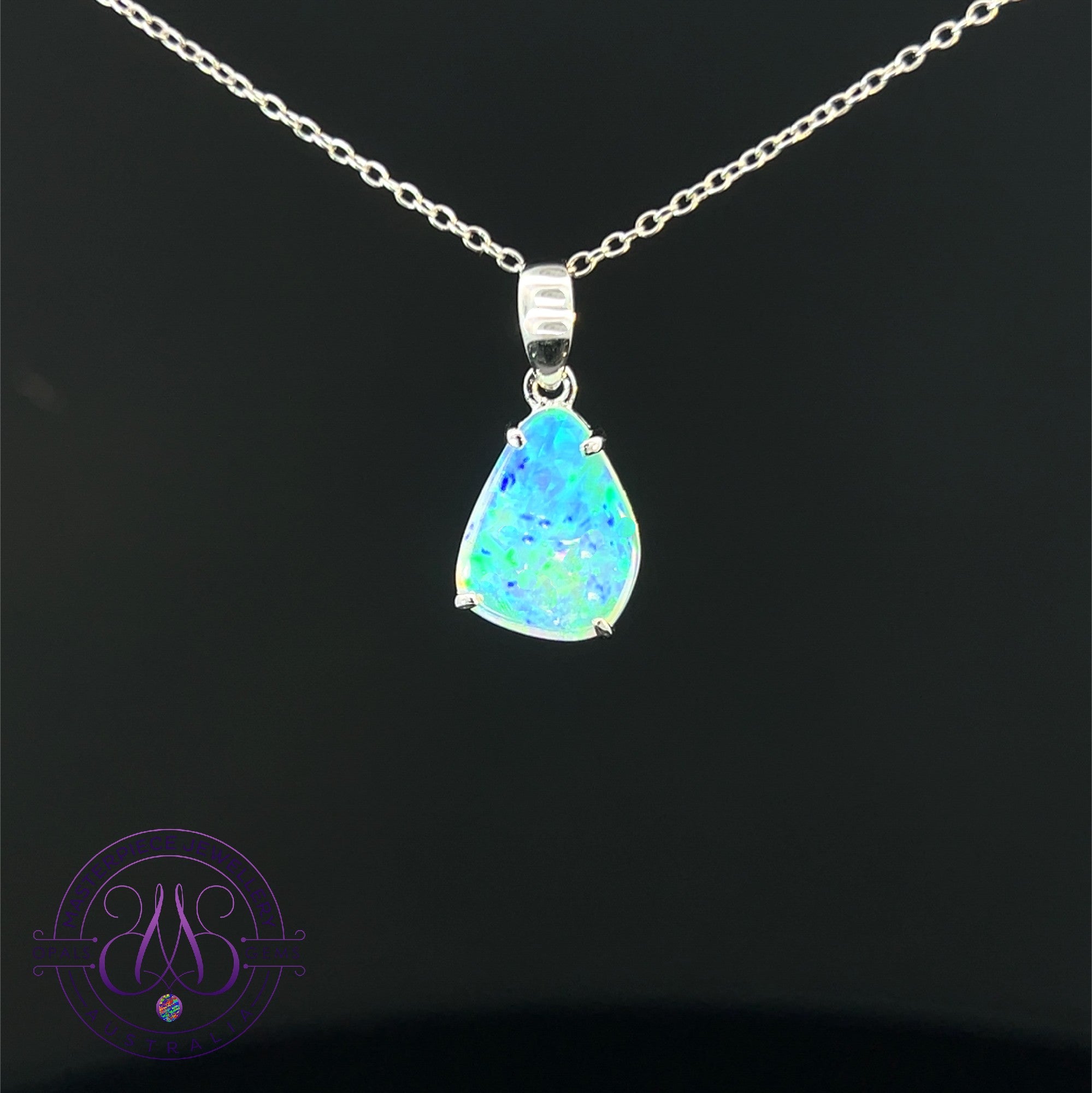 Sterling Silver Crystal Opal 1.4ct freeform pendant