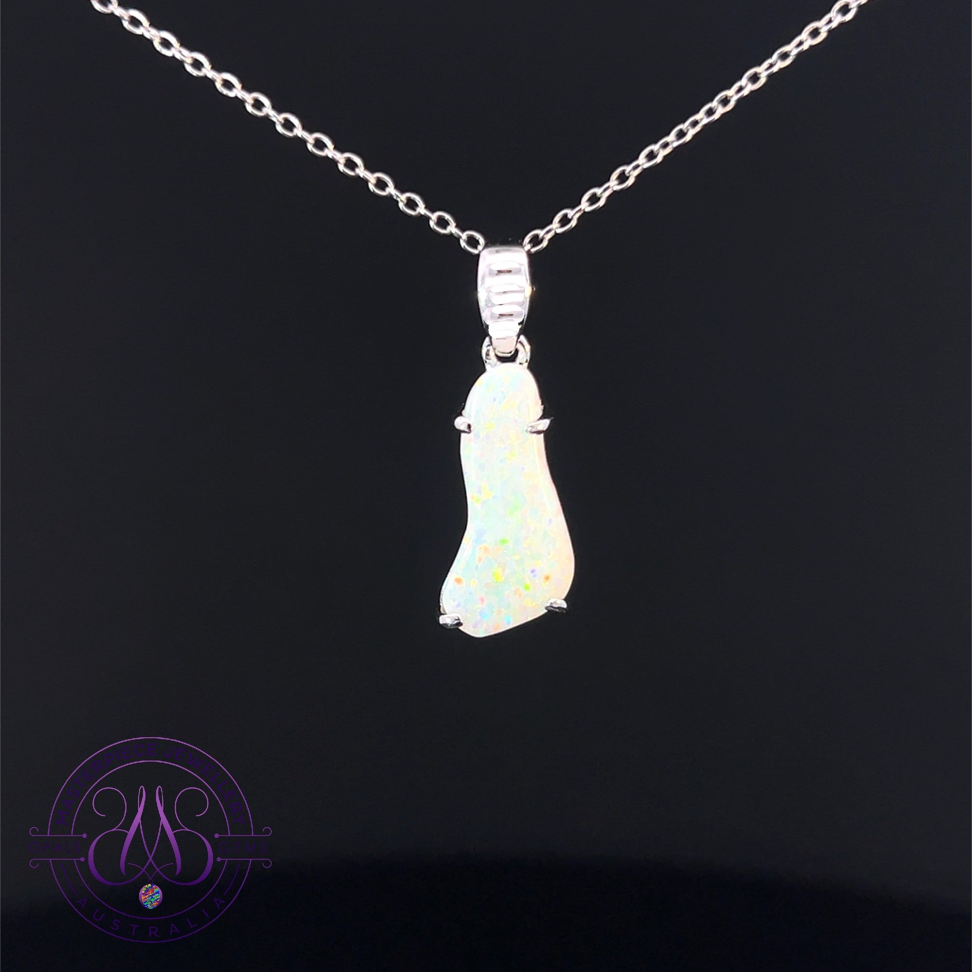 Sterling Silver White Opal freeform 2.24ct pendant