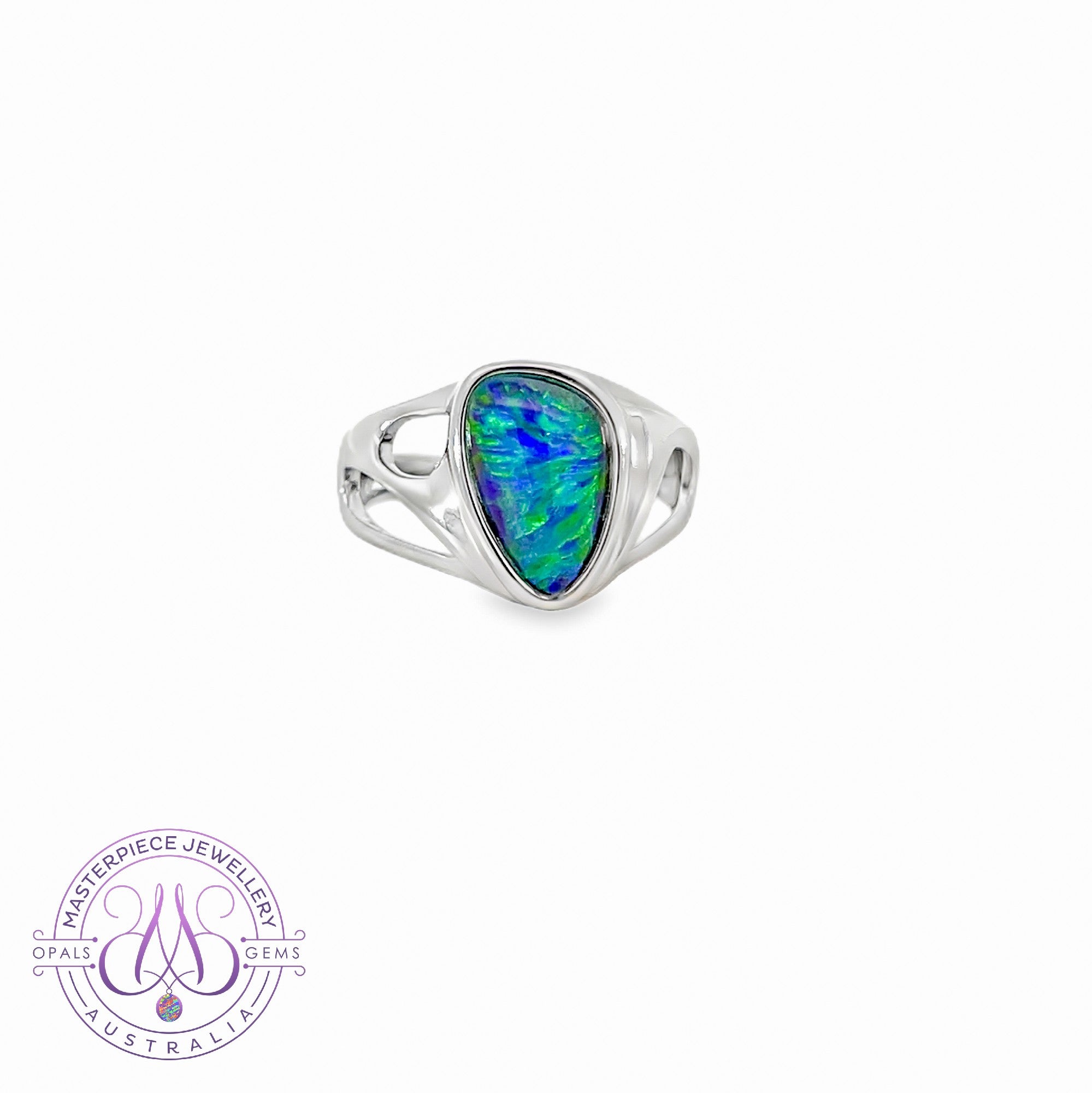 Silver Opal triplet 12x8mm ring