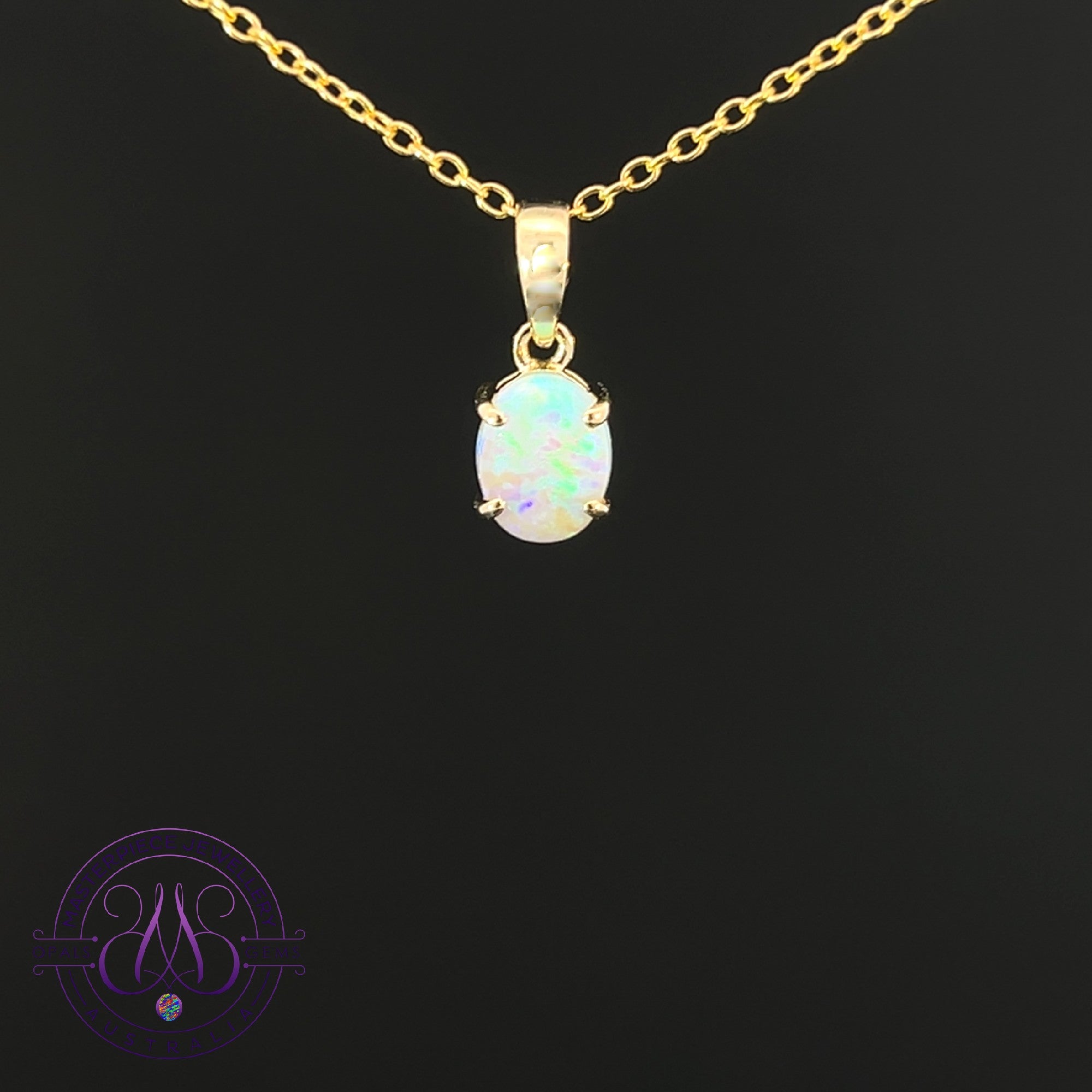 9kt Yellow Gold classic Black Opal 0.5ct pendant