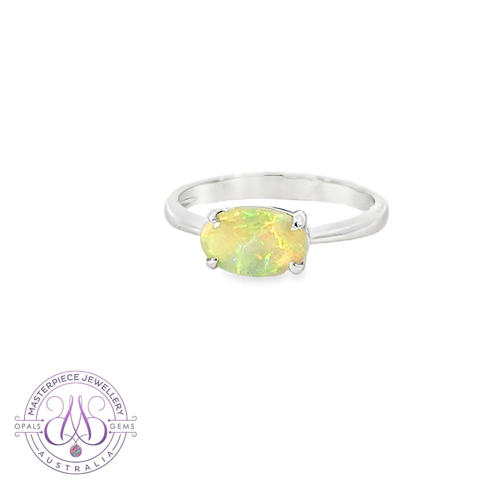 14kt White Gold Black opal 0.6ct ring