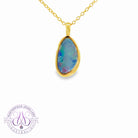 Gold plated silver opal doublet 16x9mm pendant