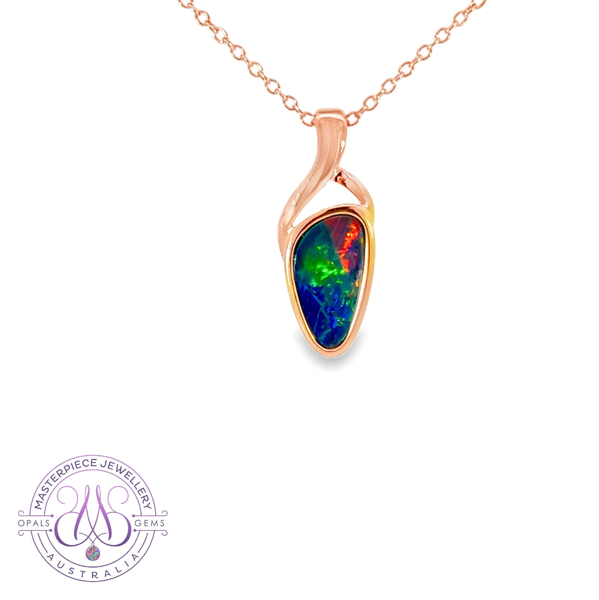 Rose Gold plated Opal doublet 14x8mm Pendant