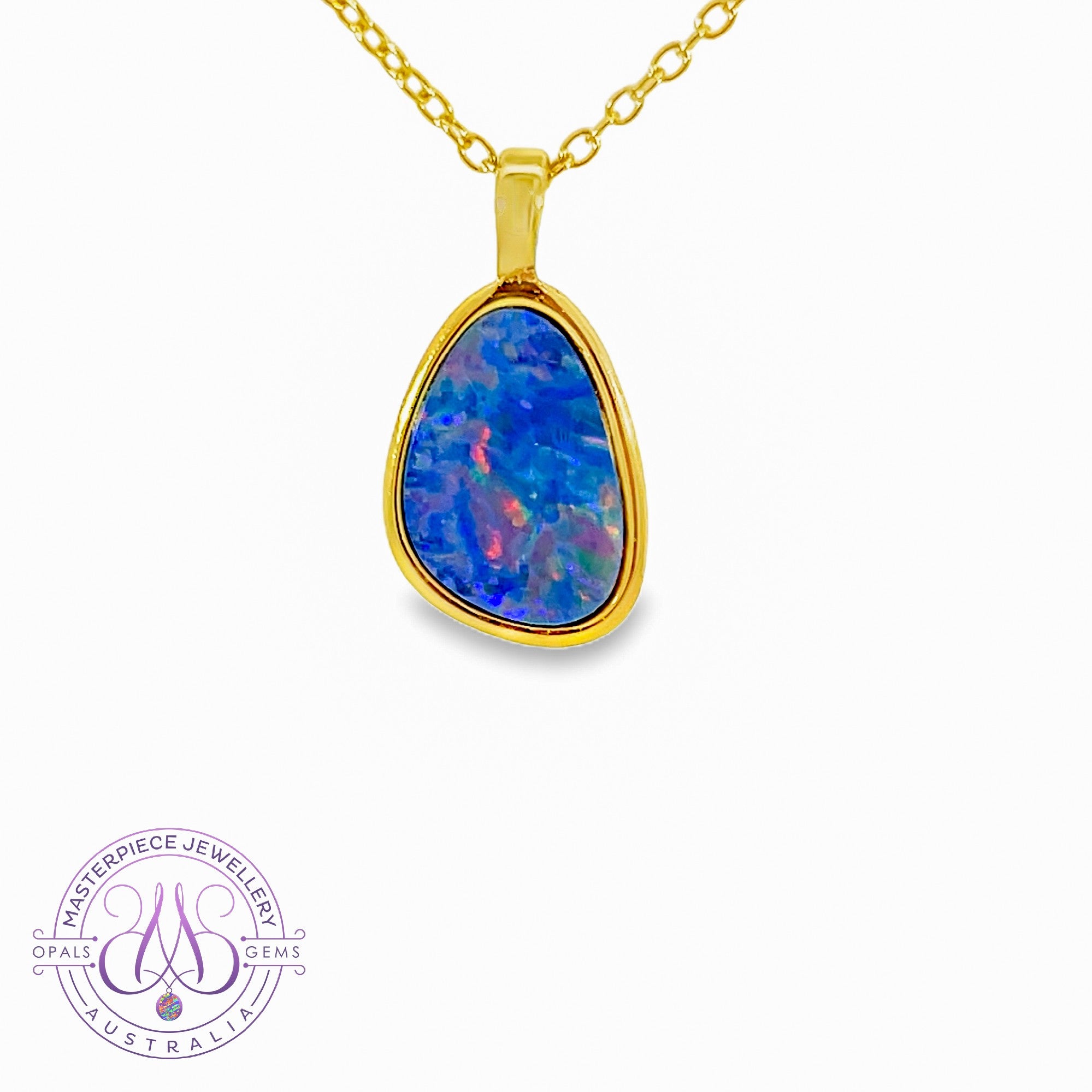 Gold plated Silver Opal doublet 14x9mm pendant