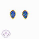Gold Plated Sterling silver 11x8mm Opal doublet studs
