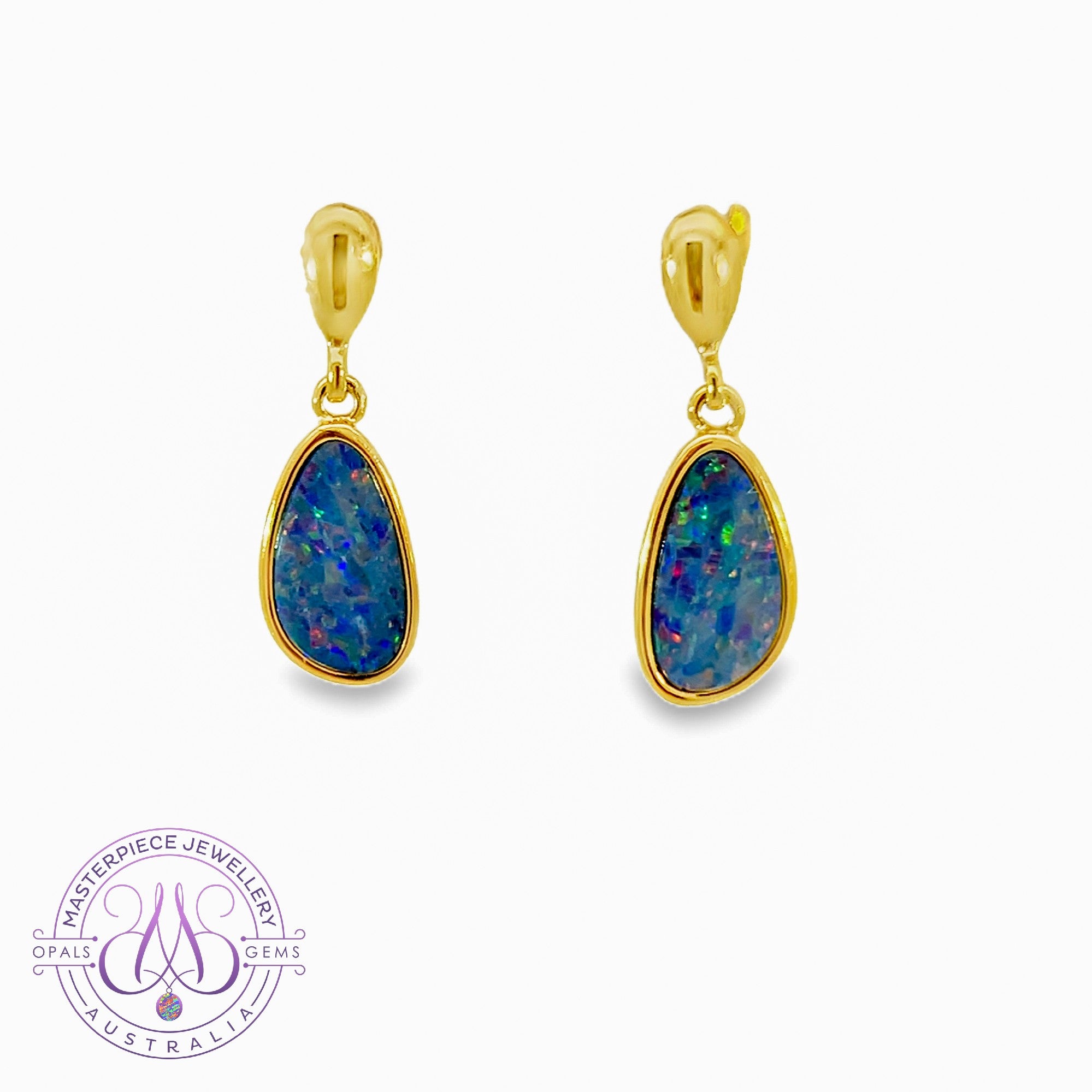 Gold Plated Sterling Silver 12x7mm Doublet Opal studs