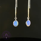 Sterling Silver dangling thread style Crystal Opal earrings