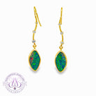 14kt Yellow Gold dangling wave earrings Opal doublet set