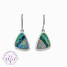 Sterling Silver triangle Opal doublet 5.38ct dangling earrings