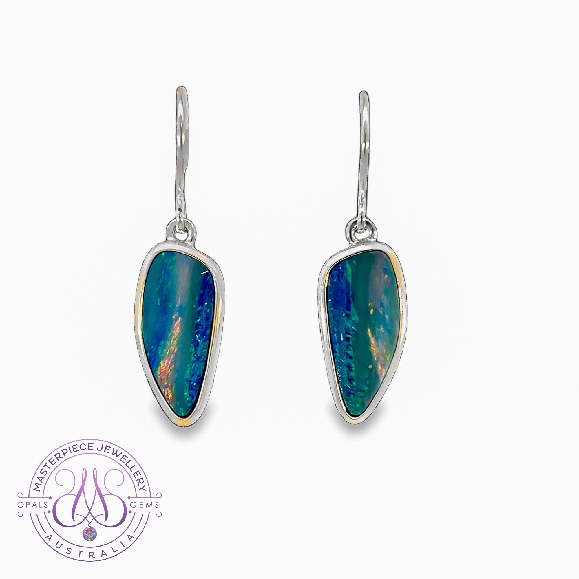 Sterling Silver Opal earrings 4.5ct dangling