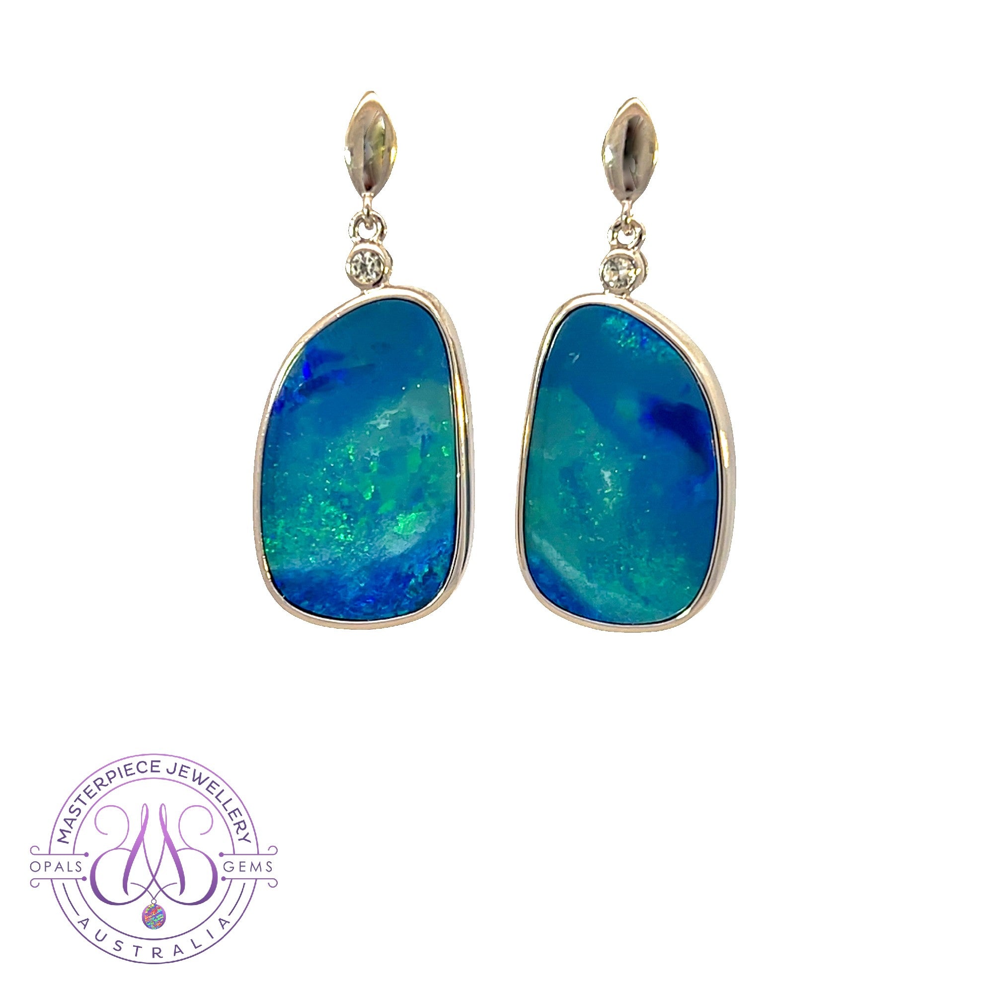 Sterling Silver 13.9ct large Opal doublet dangling earrings