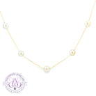 18kt Yellow Gold spacer 7-7.5mm Akoya Pearl necklace