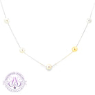 18kt White Gold spacer Akoya Pearl necklace 7-7.5mm