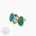Sterling Silver Two tone split ring design Opal doublet and colour gems
