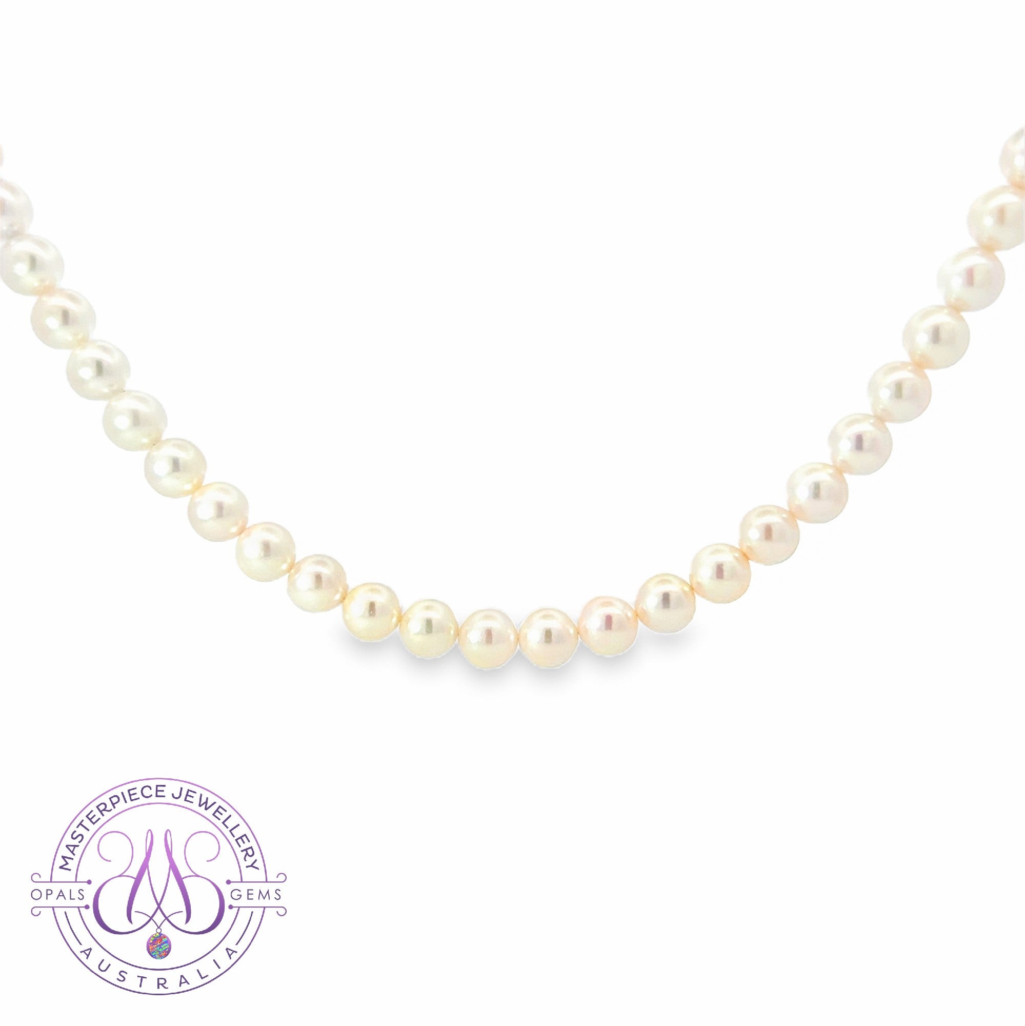 Akoya 6.5-7mm 61 Pearl neckalce classic with silver clasp 