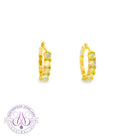 Gold Plated Silver huggie 2.5mm Crystal Opal earrings 