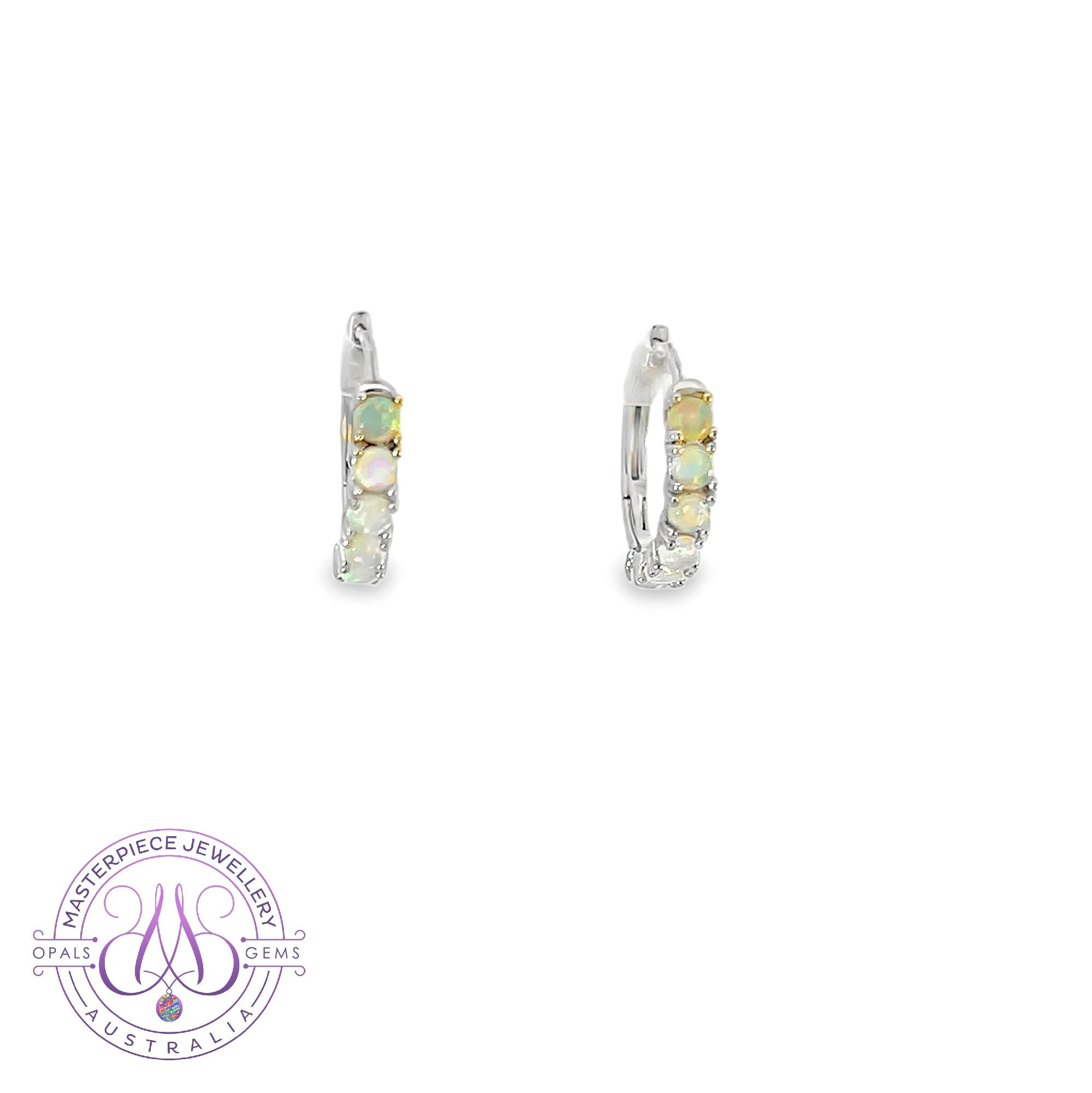 Sterling Silver Huggie Crystal Opal 2.5mm earrings