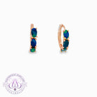 Rose Gold plated silver huggies 5x3mm Opal doublet earrings