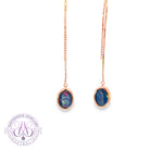 Rose Gold plated silver thread drop style Opal triplet 8x6mm earrings