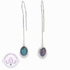 Silver thread through drop style Opal triplet 8x6mm earrings
