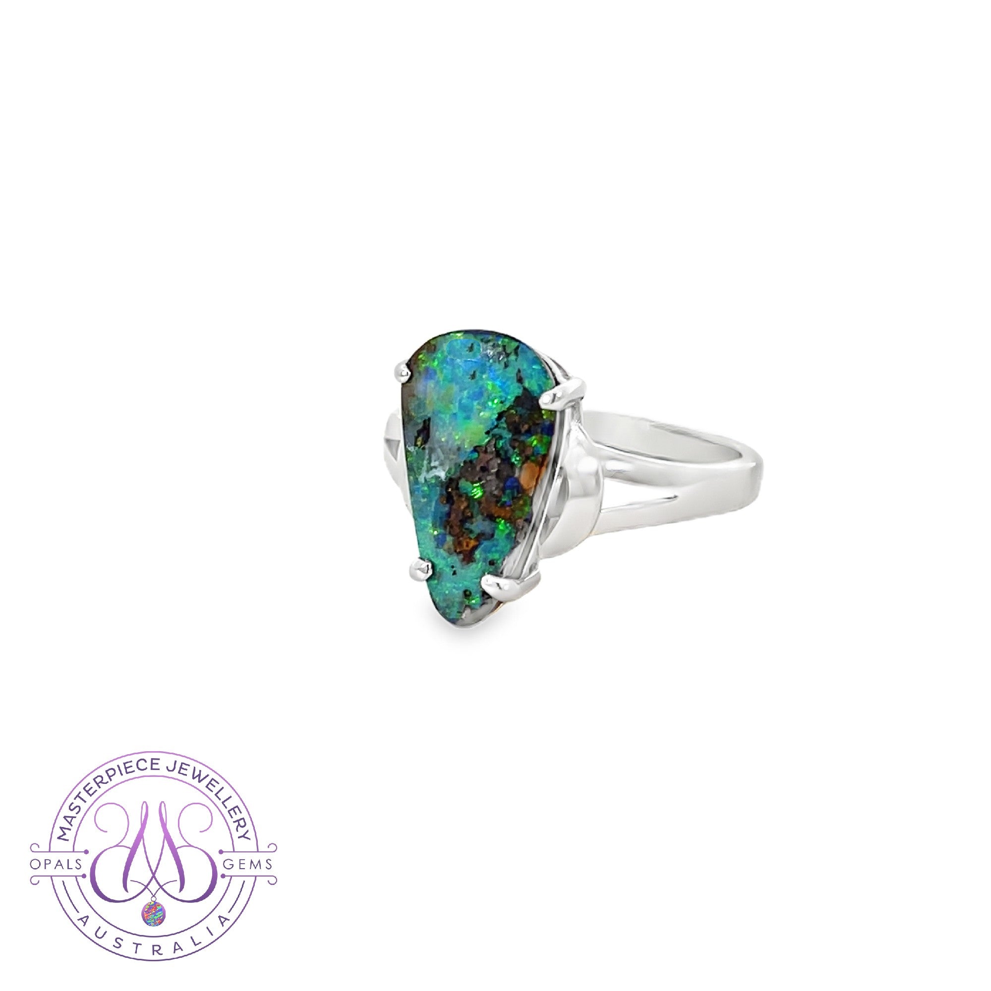 Sterling Silver 3.07ct claw set boulder opal ring