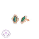 14kt Rose Gold Black Opal 0.95ct and diamond cluster studs