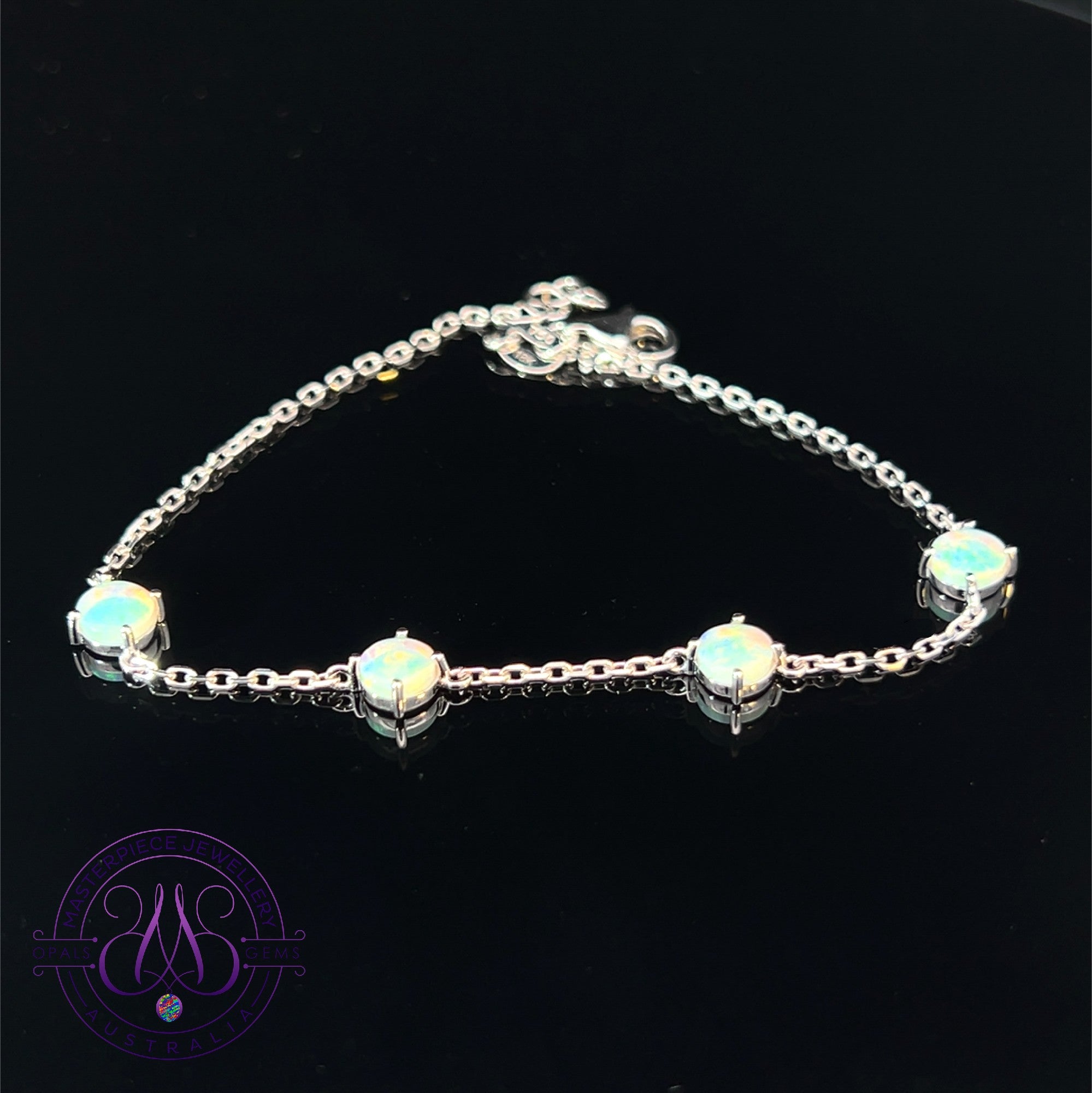 18kt White Gold spacer bracelet Crystal Opals 0.95ct 